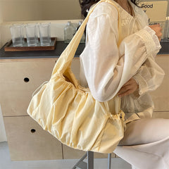 Shirring String Big Shoulder Bag