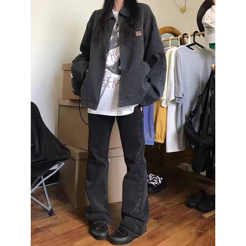 Lapel Neck Jacket Oversized Jacket - fairypeony