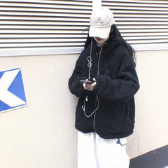 Preppy Reversible Lambswool Hooded Jacket - fairypeony