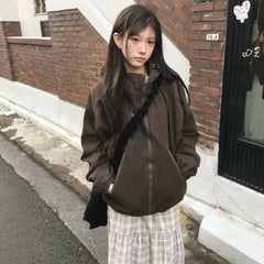 Multi-Zip Loose Hooded Jacket – Oversized Street Style Coat