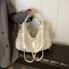 Side Lace Up Bow Pu Leather Backpack