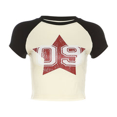 Vintage Star Logo Raglan Short Sleeve Tee - fairypeony