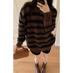 Vintage Round Neck 90s Striped Sweater - fairypeony
