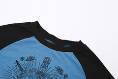 Punk Print Raglan Short Sleeve Crop Top - fairypeony