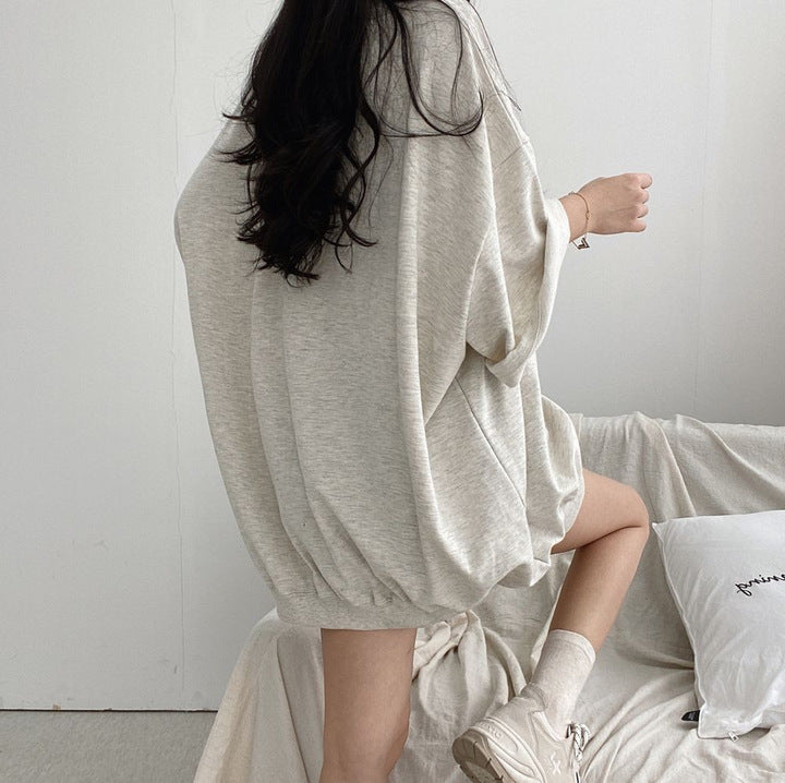 Embroidery Letter Oversized Half Sleeve Tee - fairypeony