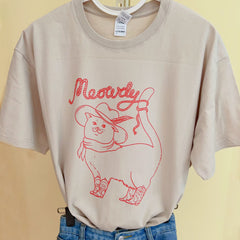 Cartoon Cowboy Cat Print Oversized T-shirt - fairypeony