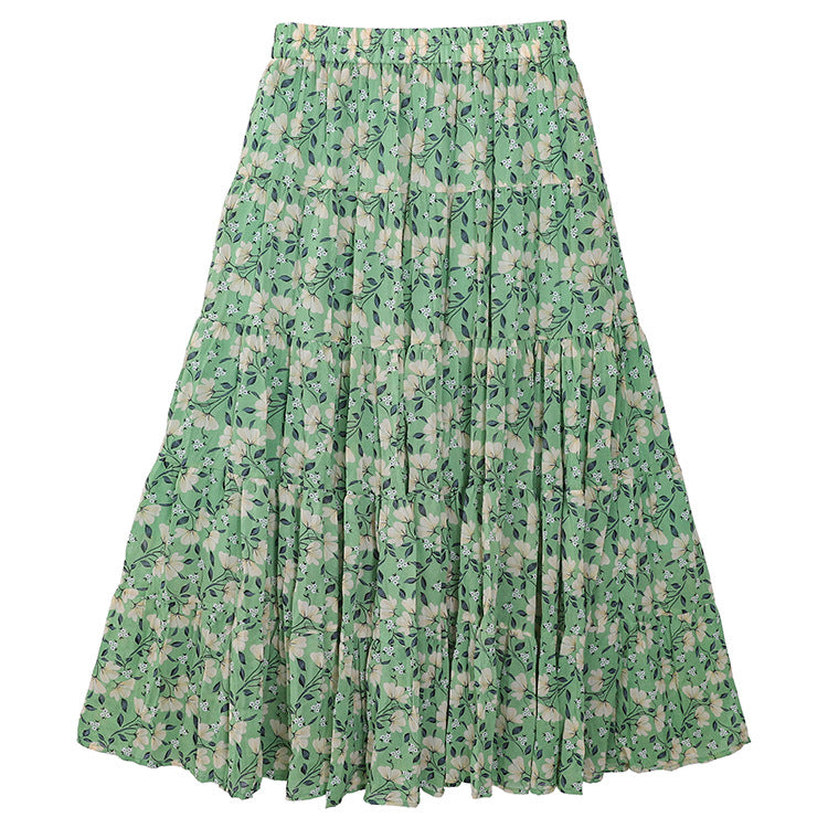 Casual Floral Umbrella Maxi Skirt - fairypeony
