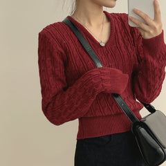 Vintage Cable Knit V-Neck sweater