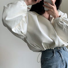 Solid Color Crop Pu Leather Hooded Jacket