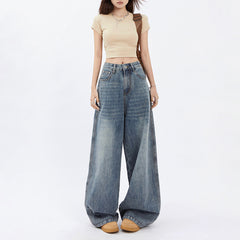 Vintage High Waist Light Wash Loose Jeans