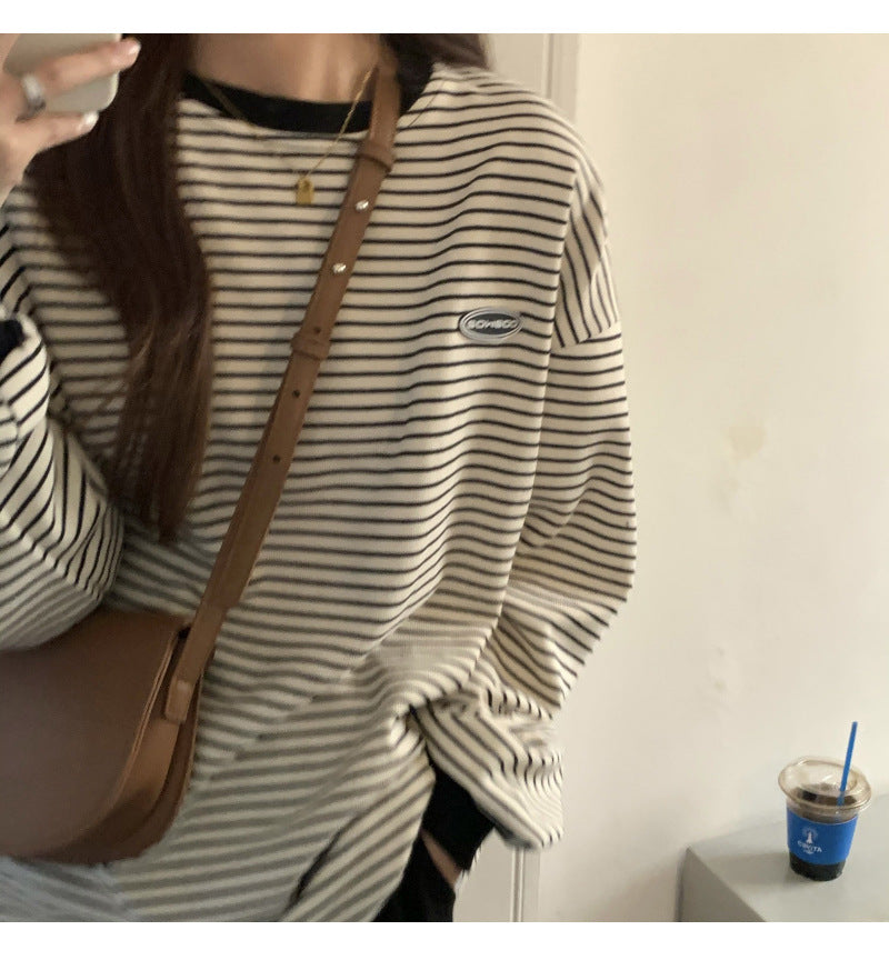 90s Striped Oversized Long Sleeve Tee - fairypeony