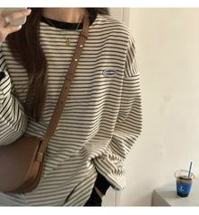 90s Striped Oversized Long Sleeve Tee - fairypeony