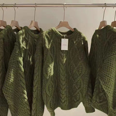 Vintage Wool Pullover Sweater Women Loose Fit - fairypeony