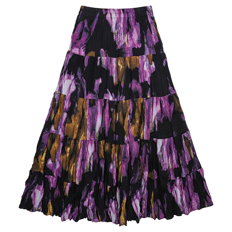 Casual Floral Umbrella Maxi Skirt - fairypeony