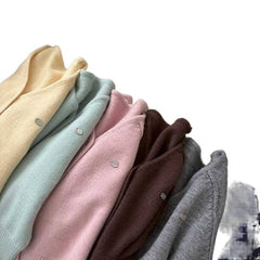 Solid Color Knit Cardigan – Halter Neck Extra-Long Sleeve Pullover