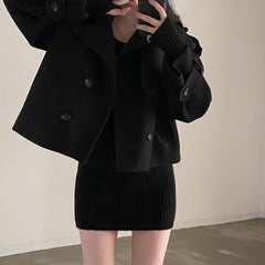 Suit Collar Double Breasted Loose Jacket