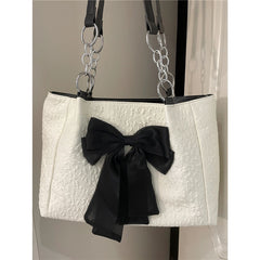 Aesthetic Bow Large Capacity Canvas Shoulder Bag