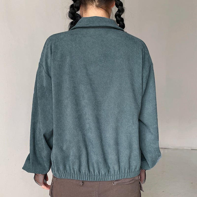 Star Embroidered Aesthetic Corduroy Jacket - fairypeony