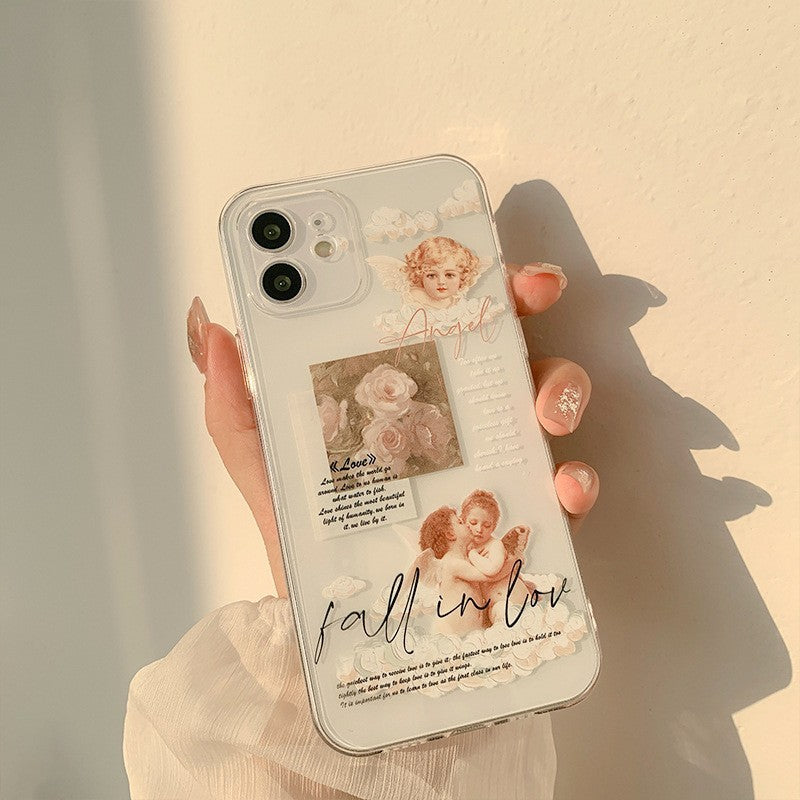 Fall in Love Angel Phone Case, , women clothing, retro-rose-angel-phone-case, , fairypeony