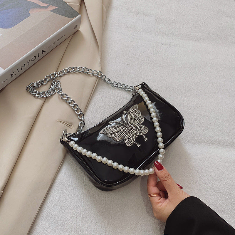 Butterfly Crystal Patent Leather Handbag, , women clothing, butterfly-crystal-patent-leather-handbag, , fairypeony