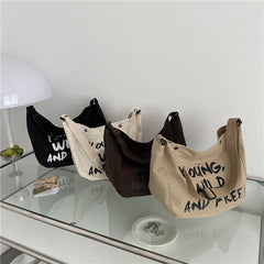 Young Wild and Free Canvas Crossbody Bag - fairypeony