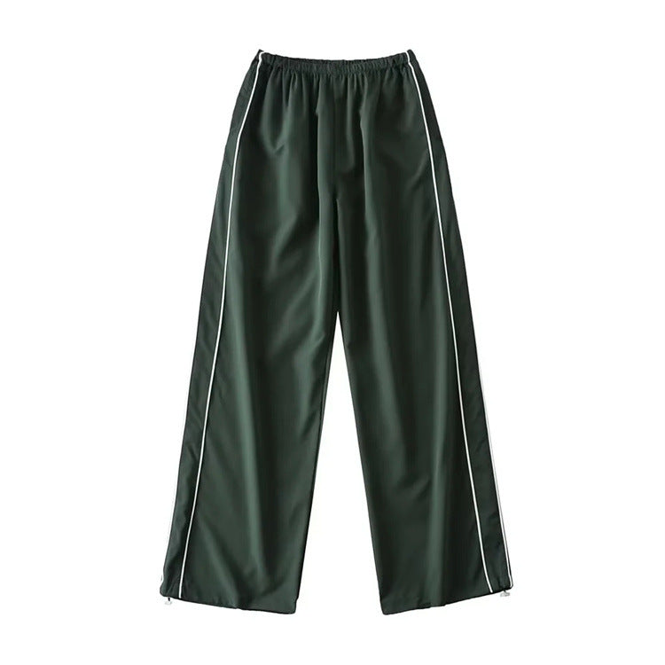 Piping Detail Wide Leg Track Pants - fairypeony