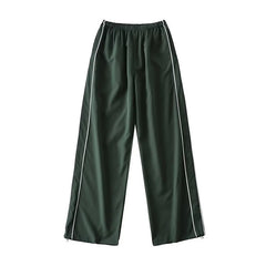 Piping Detail Wide Leg Track Pants - fairypeony