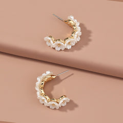Resin White Flower Type C Stud Fashion, , women clothing, resin-white-flower-type-c-stud-fashion, , fairypeony