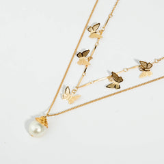 Freshwater Pearl Butterfly Multi-layer Necklace, , women clothing, freshwater-pearl-butterfly-multi-layer-necklace, , fairypeony