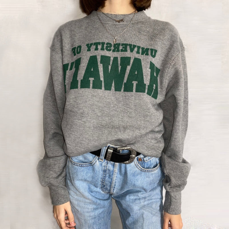 University Of Hawaii Vintage Sweatshirt, , women clothing, university-of-hawaii-vintage-sweatshirt, grey, fairypeony