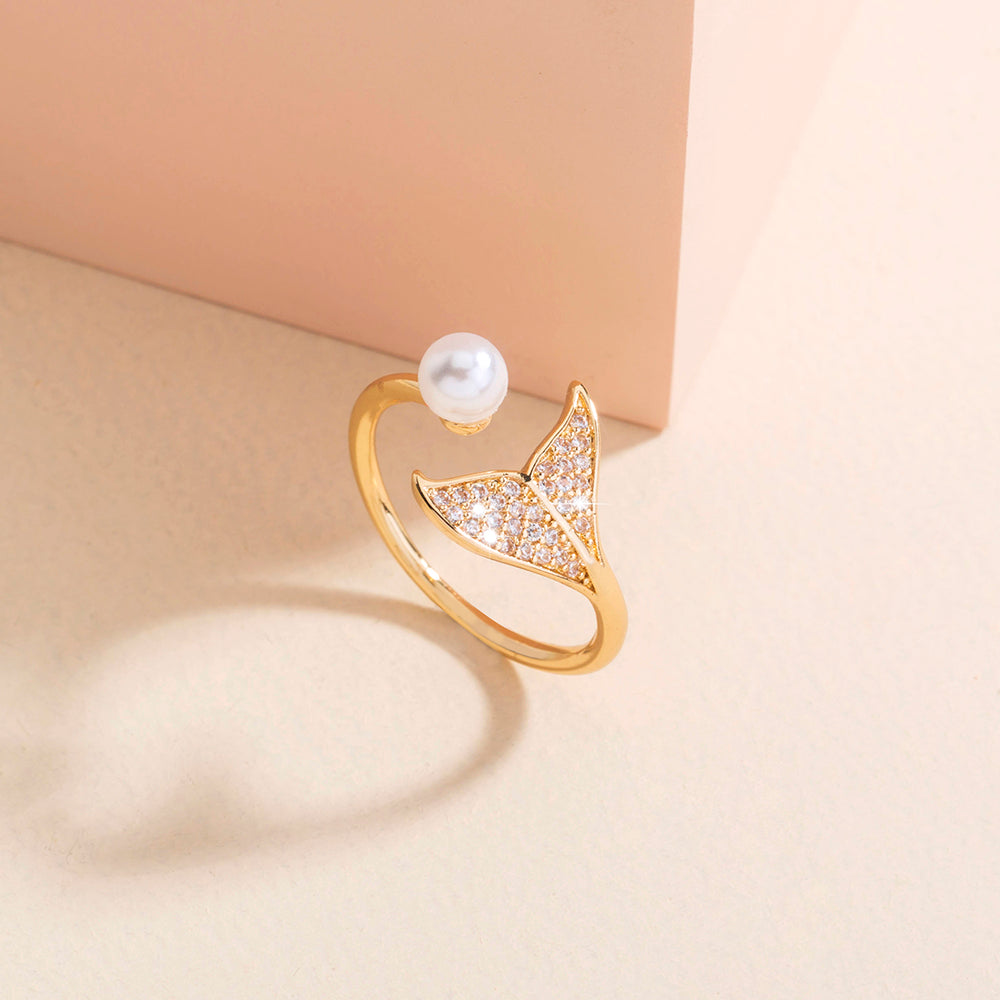 Pearl Tail Zircon Ring, , women clothing, pearl-tail-zircon-ring, , fairypeony