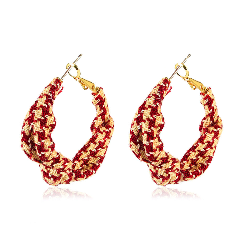 Vintage French Fabric Houndstooth Earrings, , women clothing, vintage-french-fabric-houndstooth-earrings, , fairypeony