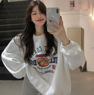 Bull Dogs Logo Graphic Sweatshirt, , women clothing, bull-dogs-logo-graphic-sweatshirt, , fairypeony