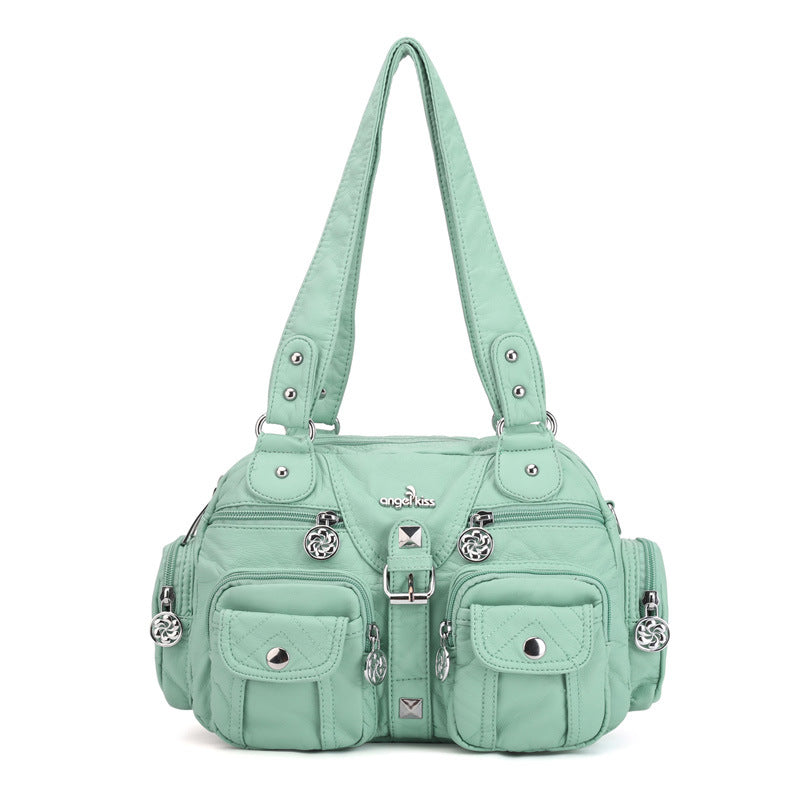 Solid Color Cargo Messenger Bag - fairypeony