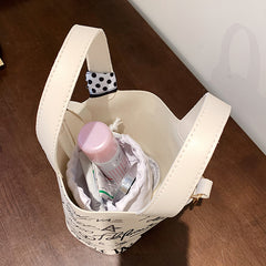 Cartoon Print Silk Scarf Bucket Bag, , women clothing, cartoon-print-silk-scarf-bucket-bag, , fairypeony