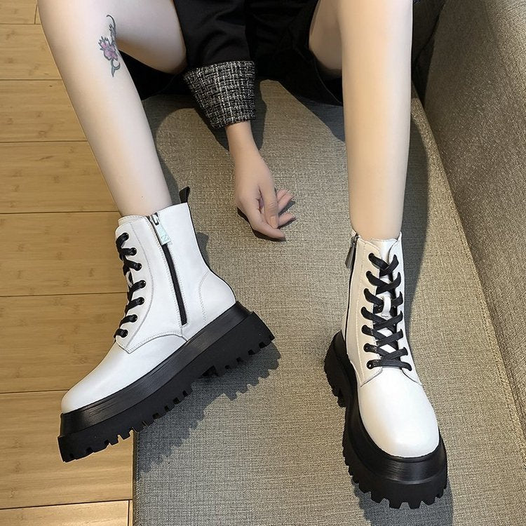 platform black short boots, , women clothing, platform-black-short-boots, , fairypeony