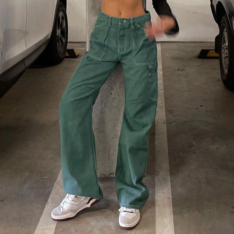 Street Trend Cool Washed Straight Jeans, , women clothing, street-trend-cool-washed-straight-jeans, , fairypeony