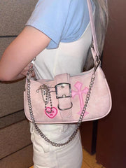 2000s Metal Embellished Y2K Shoulder Bag - fairypeony