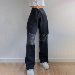 High-waisted Straight Leg Jeans, , women clothing, high-waisted-straight-leg-jeans, , fairypeony