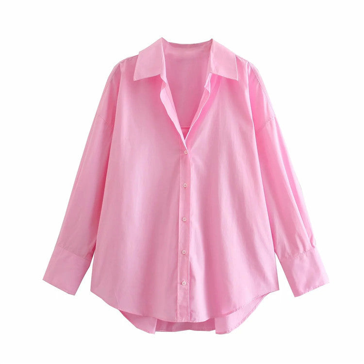 Casual Simple Mid-Length Long-Sleeved Shirt, , women clothing, casual-simple-mid-length-long-sleeved-shirt, , fairypeony