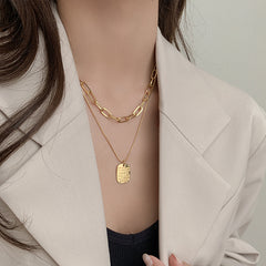 Punk Vintage Multi Layer Tag Pendant Necklace, , women clothing, punk-vintage-multi-layer-tag-pendant-necklace, , fairypeony