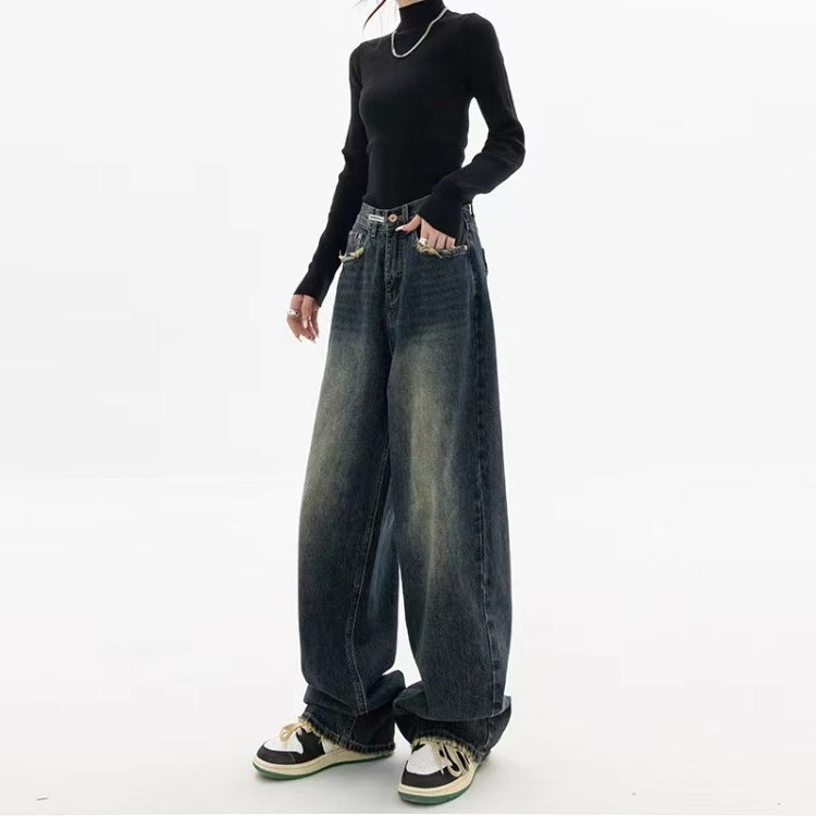 Dark Wash Vintage Baggy Boyfriend Jeans - fairypeony