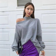 Strapless Halterneck Sweater Irregular Top, , women clothing, strapless-halterneck-sweater-irregular-top, , fairypeony