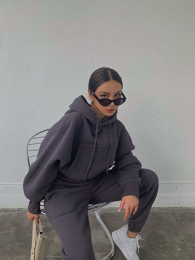 Basic Solid Hooded Tracksuit Set, , women clothing, basic-solid-hooded-tracksuit-set, , fairypeony