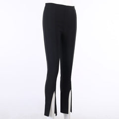 Solid Color Feet Zipper Slit Slim Trousers, , women clothing, solid-color-feet-zipper-slit-slim-trousers, , fairypeony