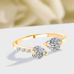 Heart Zircon Brass Ring, , women clothing, heart-zircon-brass-ring, , fairypeony