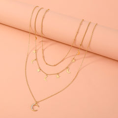 Star and Moon Necklace, , women clothing, star-and-moon-necklace, , fairypeony