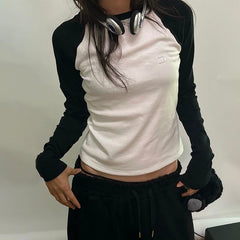 Vintage Raglan Long Sleeve Crop Top - fairypeony
