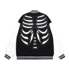 Skeleton Graphic Oversized Varsity Jacket, , women clothing, skeleton-graphic-oversized-varsity-jacket, , fairypeony