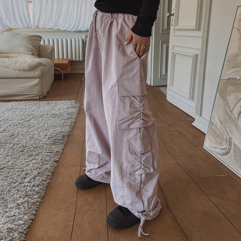 Ruched Parachute Baggy Cargo Pants - fairypeony